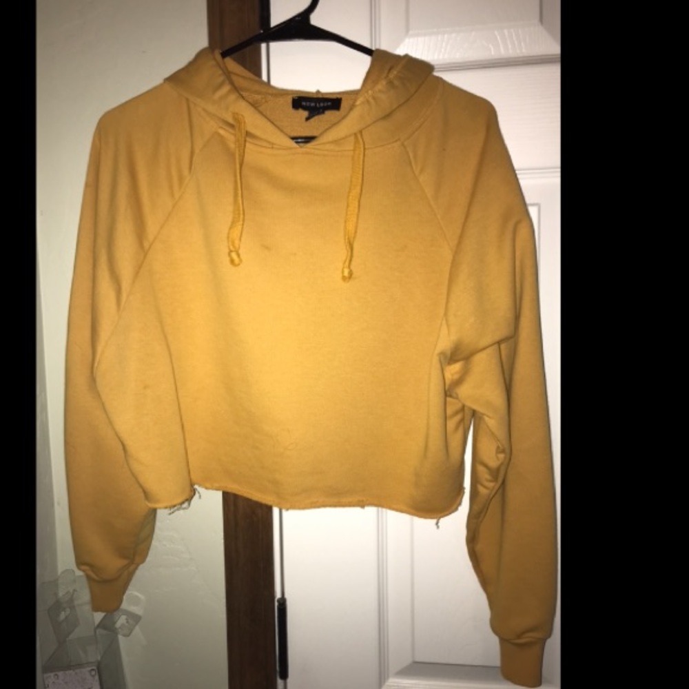Canary yellow crop top hoodie
